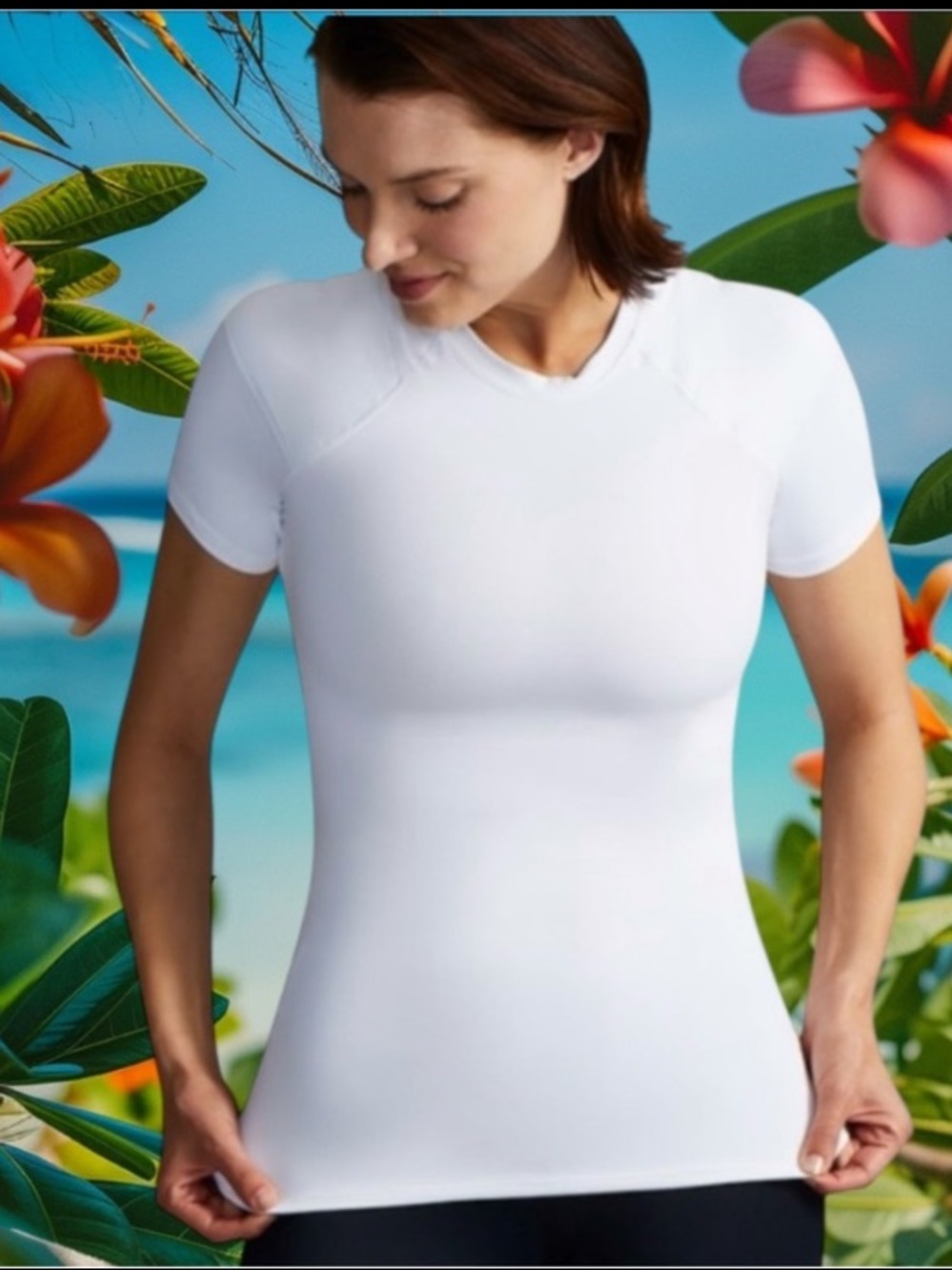 TOMMIE COPPER WOMEN’S PRO-GRADE SHORT SLEEVE SHOULDER SUPPORT SHIRT SZ M WHITE